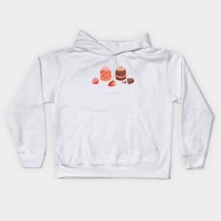 Chocolate and strawberry cakes Kids Hoodie